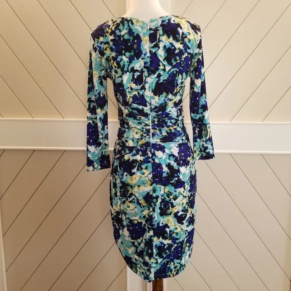 NWOT Ann Taylor Floral ruched long sleeve dress - Picture 5 of 8